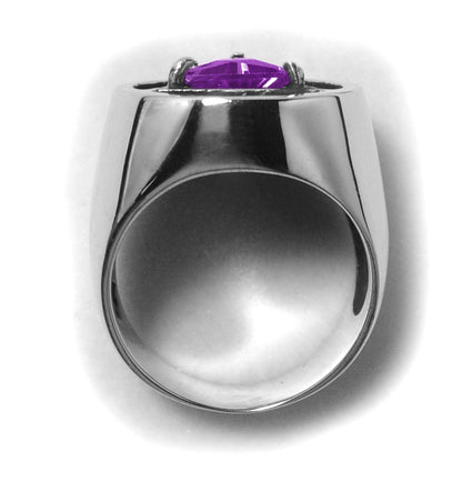 Sterling Silver, Men's Ring Alcoholics Anonymous AA Symbol Birthstone, Available in 12 Different 8x8mm Triangle Colored CZ Birthstones