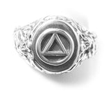 Sterling Silver Mens Ring, Alcoholics Anonymous AA, Nugget Style