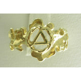 14k Gold Ring, Alcoholics Anonymous AA Symbol with a Leaf Style Design