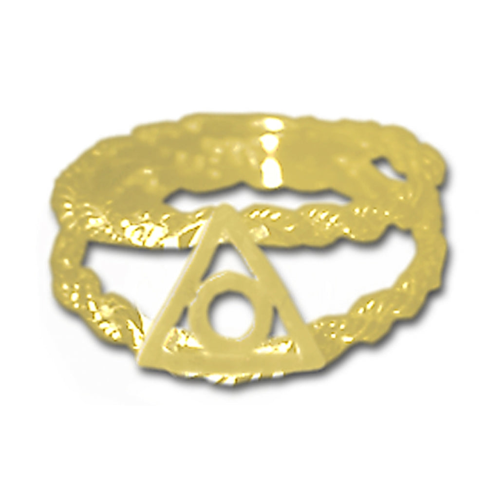 14k Gold Ring, Family Recovery Symbol on a Open Rope Style Band