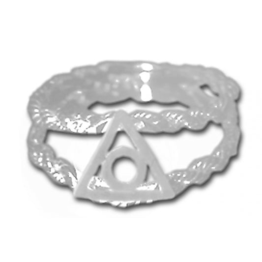 Sterling Silver Ring, Family Recovery Symbol on a Open Rope Style Band