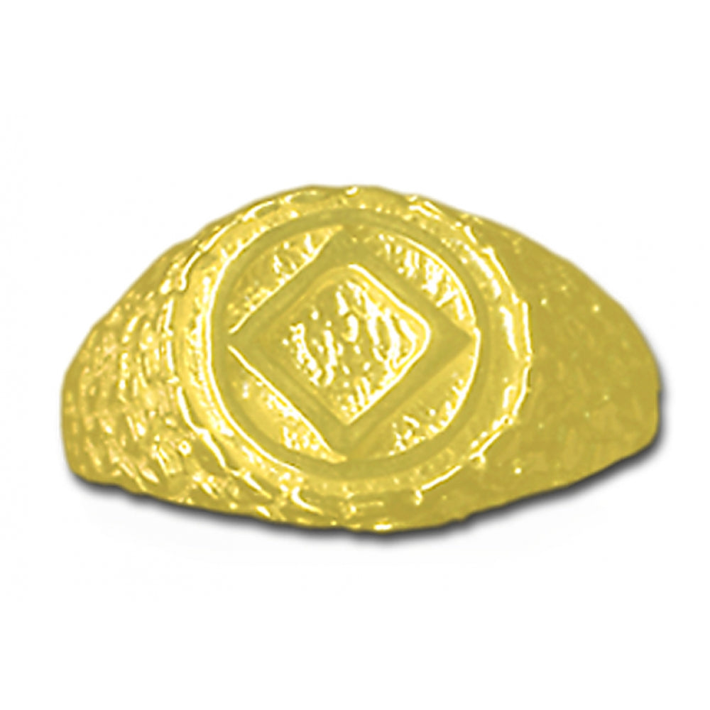14k Gold, Mens Nugget Style Ring with Narcotics Anonymous NA Symbol