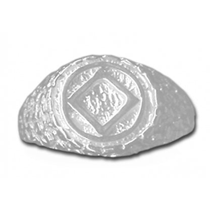 Sterling Silver Mens Nugget Style Ring with Narcotics Anonymous NA Symbol