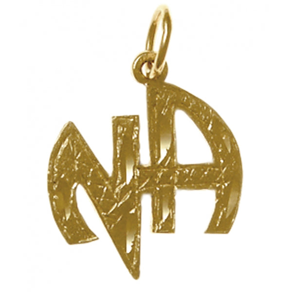 Brass, "Narcotics Anonymous" Initials Pendant, Antiqued Finish