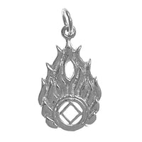 Sterling Silver Pendant, Narcotics Anonymous NA Symbol in Flames