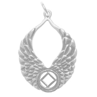 Sterling Silver Pendant, Narcotics Anonymous NA Recovery Symbol with Angel Wings