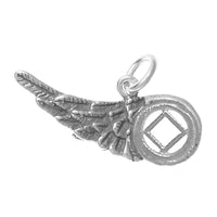 Sterling Silver Pendant, Narcotics Anonymous NA Recovery Symbol on an Angels Wing