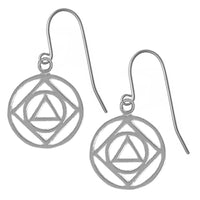Sterling Silver Earrings, Alcoholics Anonymous AA & Narcotics Anonymous NA Anonymous Dual Symbol