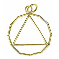 14k Gold Pendant, 12 Sided Circle Triangle, Lrg/Med Size