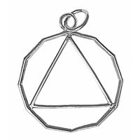 Sterling Silver Pendant, 12 Sided Circle Triangle, Lrg/Med Size