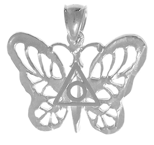 Sterling Silver Pendant, Butterfly with Family Recovery Symbol in the Center