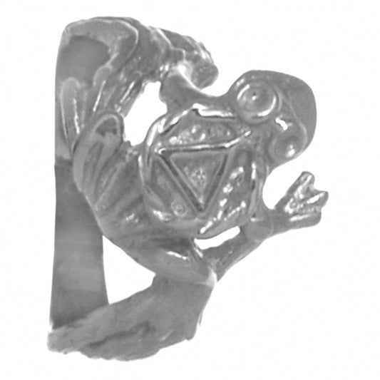 Sterling Silver Ring, Frog with Alcoholics Anonymous AA Symbol