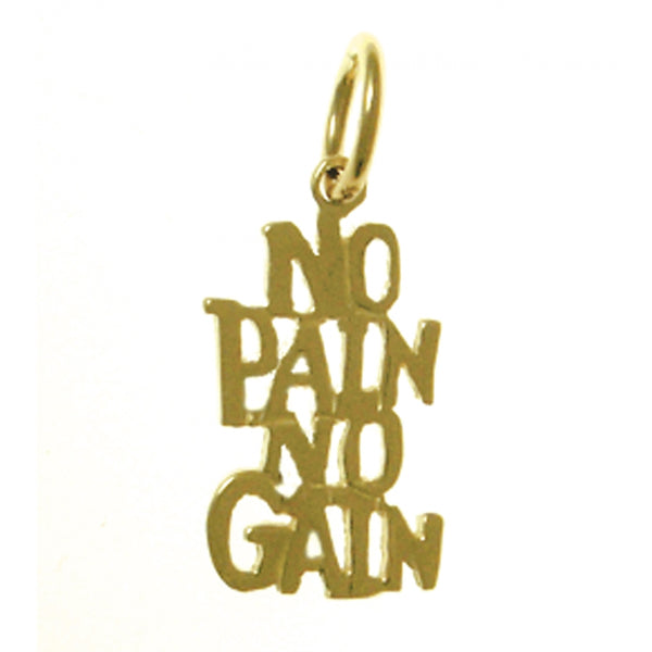 14K Gold, Sayings Pendant, "NO PAIN, NO GAIN"*