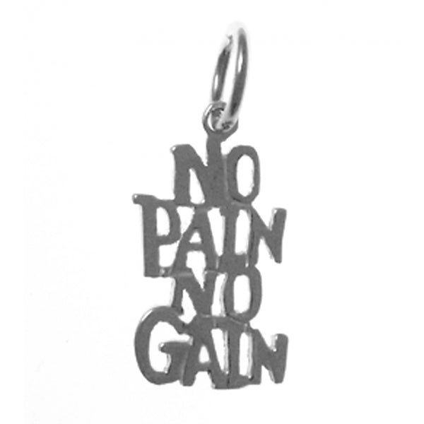 Sterling Silver, Sayings Pendant, "NO PAIN, NO GAIN"