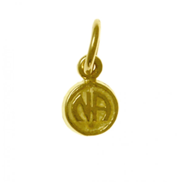 14k Gold Pendant, "Narcotics Anonymous" NA Initials in a Coin Style, Very Small Size