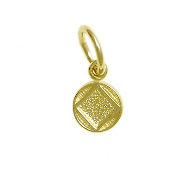 14k Gold Pendant, Narcotics Anonymous NA Coin Style Symbol, Very Small Size