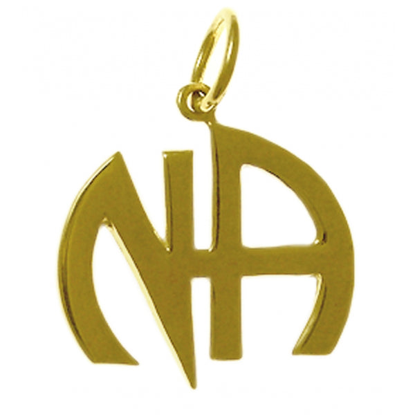 14k Gold Pendant, "Narcotics Anonymous" Initials, Smooth Style