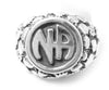 Sterling Silver Mens Ring with Narcotics Anonymous NA Initials in a Wide Nugget Style