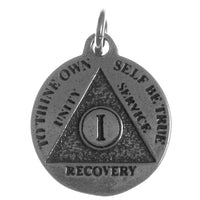 Mini Recovery Medallions, Your Choice of Blank, 24 Hour or Years 1-20, 25 & 30, Sterling Silver, Serenity Prayer on Back