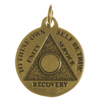 Mini Recovery Medallion, Blank Center or 24 Hour, Antiqued Brass Finish