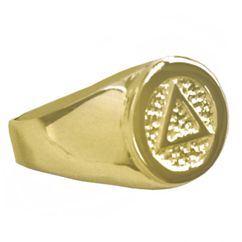 14k Gold, Mens Ring with Alcoholics Anonymous AA Symbol in a Timeless ...