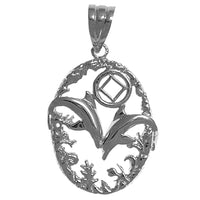 Sterling Silver Pendant, Narcotics Anonymous NA Symbol in a Old Fashion Style Seascape with 2 Dolphins