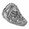 Sterling Silver Mens Nugget Ring with Alcoholics Anonymous AA Symbol in a Wide Signet Style Band