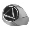 Sterling Silver Mens Ring, Alcoholics Anonymous AA Symbol with Black Enamel Inlay