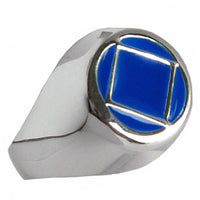 Sterling Silver Ring, Narcotics Anonymous NA Symbol with Blue Enamel