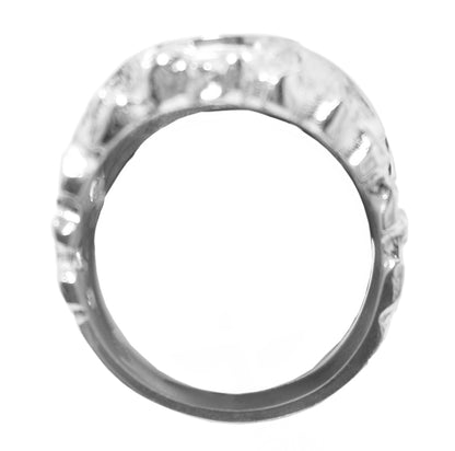 Sterling Silver Mens Ring with Alcoholics Anonymous AA Symbol in a Wide Nugget Style