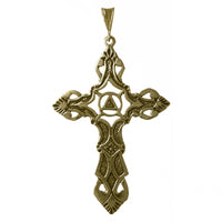 Brass Pendant, Alcoholics Anonymous AA Symbol with Solid Triangle Set in a Extra Large Open Cross
