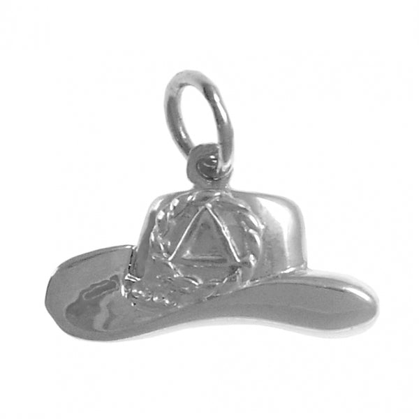 Sterling Silver Pendant, Alcoholics Anonymous AA Recovery Symbol on a Cowboy Hat