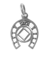 Sterling Silver Pendant, Narcotics Anonymous NA Recovery Symbol on a Lucky Horseshoe