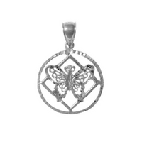 Sterling Silver Pendant, Narcotics Anonymous NA Symbol with a Small Butterfly on the inside of the Symbol
