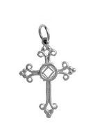 Sterling Silver, Cross Pendant with Narcotics Anonymous NA Symbol, Medium Size