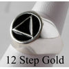 Sterling Silver Mens Ring, Alcoholics Anonymous AA Symbol with Black Enamel Inlay