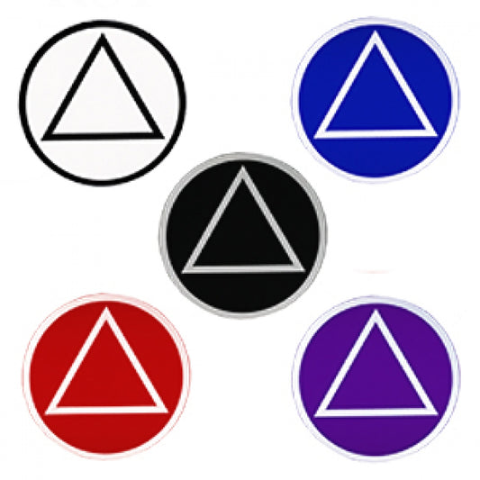 Set of 10 1-1/2" RS1 Round Alcoholics Anonymous Recovery Symbol Stickers, All 5 Different Colors