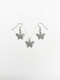 Sterling Silver AA Butterfly pendant and earring Set