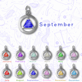 Sterling Silver Pendant, Medium Size, Available in 12 Different 6mm Triangle Colored CZ Birthstones