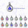 Sterling Silver Flat Circle Pendant with 6mm Triangle Birthstone – 12-Step Recovery Jewelry