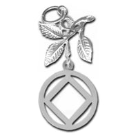 Sterling Silver Pendant, Narcotics Anonymous NA Symbol in a Circle with 3 Leaves