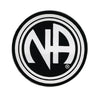 1-1/2" Round "NA " Initial Recovery Sticker, Available in 5 Colors