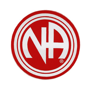 3" Round "NA " Initial Recovery Sticker, Available in 7 Colors