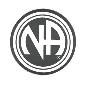 3" Round "NA " Initial Recovery Sticker, Available in 7 Colors