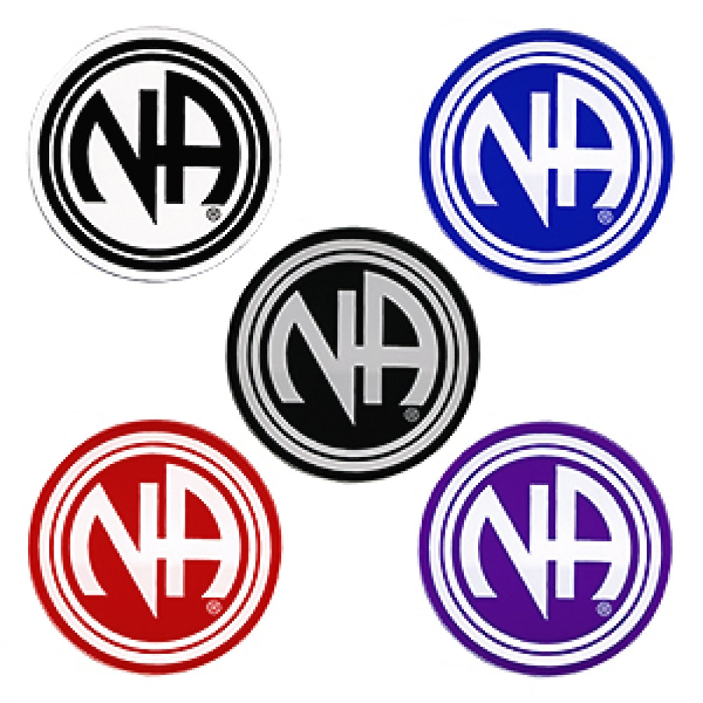 1-1/2" Round "NA " Initial Recovery Sticker, Available in 5 Colors