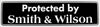 "Protected by Smith & Wilson" Bumper Sticker, Available in 3 Colors, Size 11-1/2" x 3"