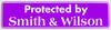 "Protected by Smith & Wilson" Bumper Sticker, Available in 3 Colors, Size 11-1/2" x 3"