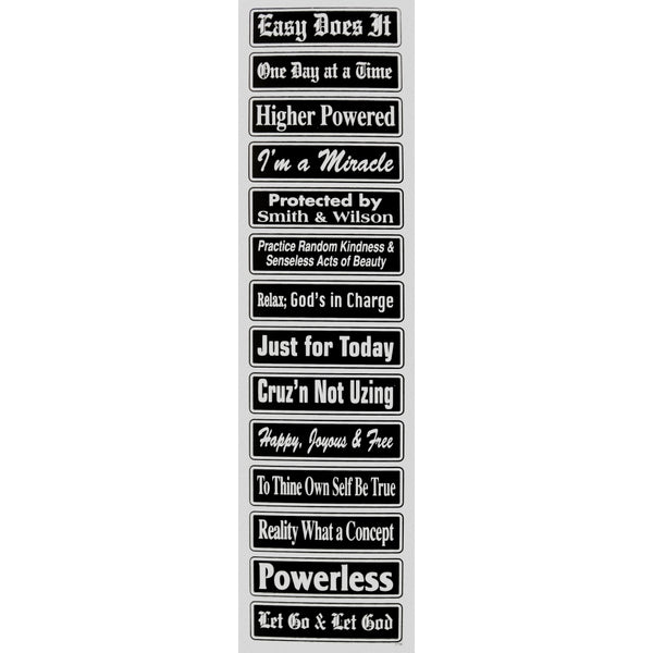 "Multiple Saying Strip" Bumper Sticker, Available in 3 Colors, Size 11-1/2" x 3"