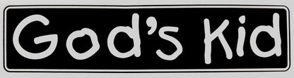 "God's Kid" Bumper Sticker, Available in 3 Colors, Size 11-1/2" x 3"